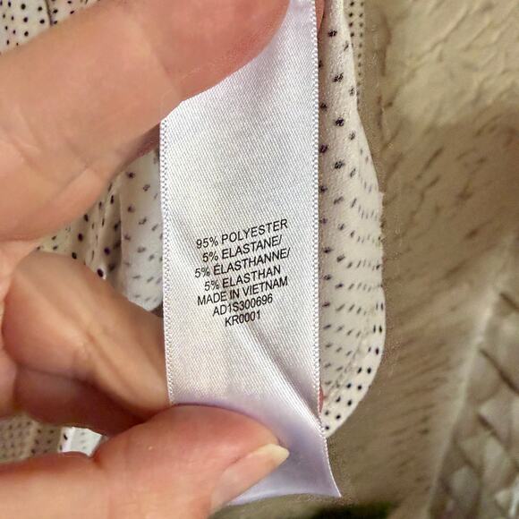 Adrianna Papell Polka Dot Blouse Womens XL Ruffle Neck Long Sleeve Top - Picture 5 of 7